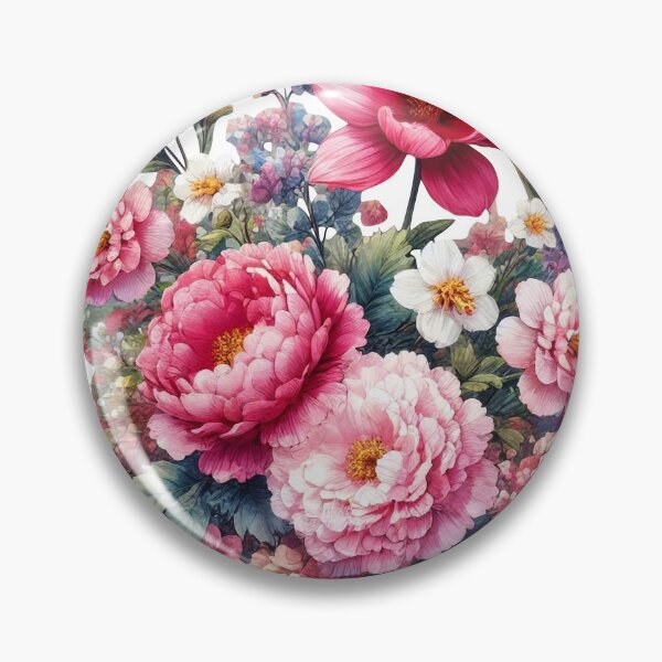 Item preview, Pink Garden Flowers in Full Bloom on White Shapes Mania designed and sold by Shapes-Mania.