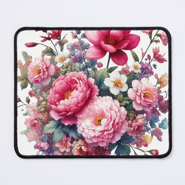 Item preview, Pink Garden Flowers in Full Bloom on White Shapes Mania designed and sold by Shapes-Mania.