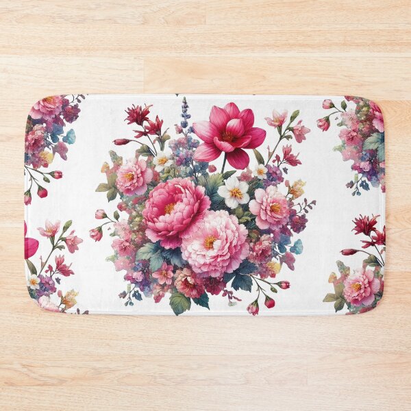 Item preview, Pink Garden Flowers in Full Bloom on White Shapes Mania designed and sold by Shapes-Mania.
