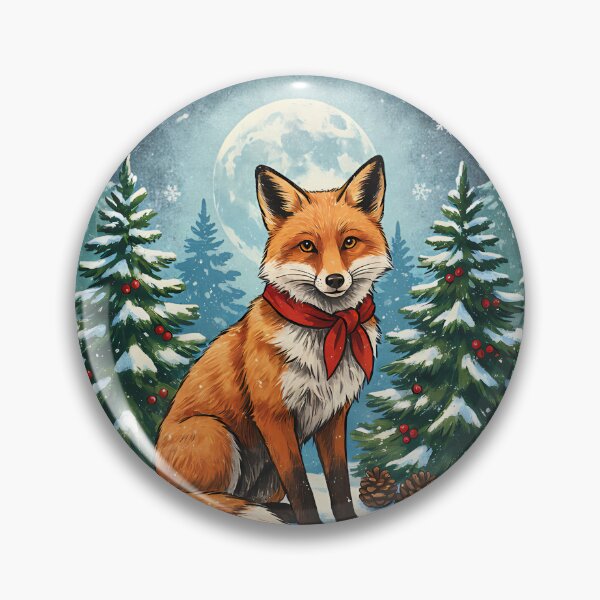 Item preview, Cozy Christmas Fox in Snowy Evergreen Forest designed and sold by Lisa Pearlman.