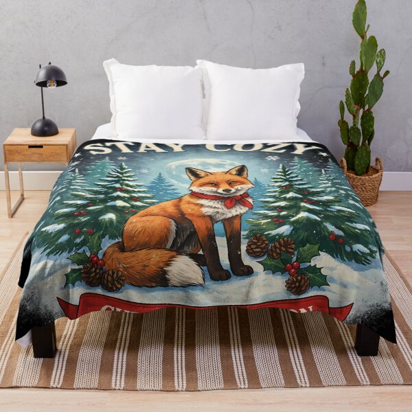 Item preview, Cozy Christmas Fox in Snowy Evergreen Forest designed and sold by Lisa Pearlman.