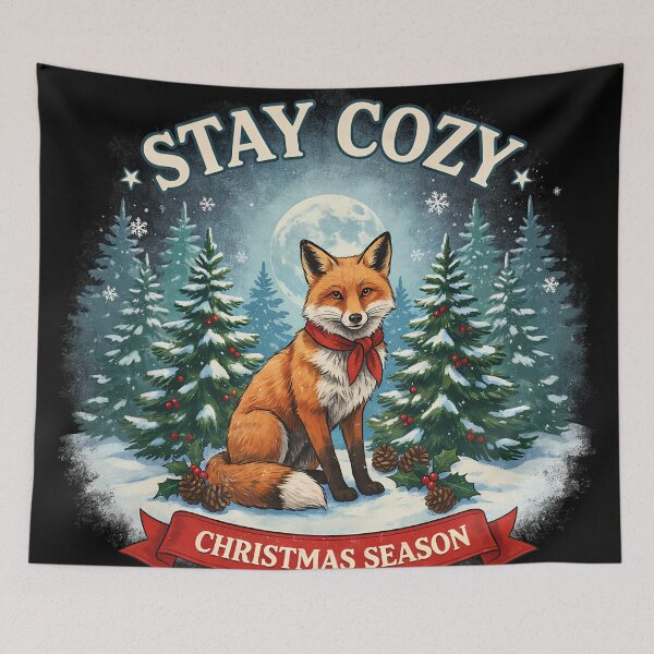 Item preview, Cozy Christmas Fox in Snowy Evergreen Forest designed and sold by Lisa Pearlman.