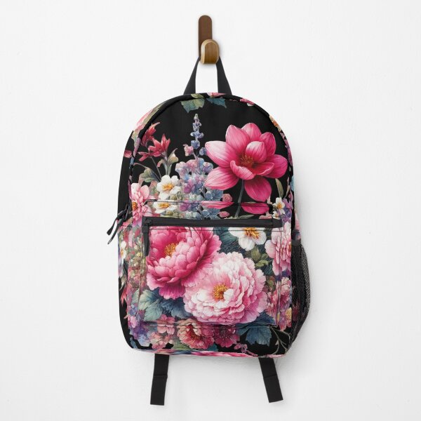 Item preview, Pink Garden Flowers in Full Bloom on Black Shapes Mania designed and sold by Shapes-Mania.