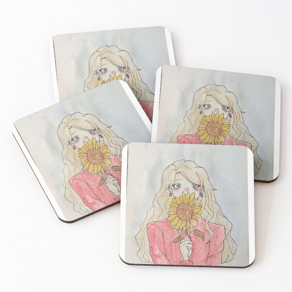 Item preview, Vintage Blonde Anime Girl Peeking Behind Sunflower designed and sold by SiroBellucci.