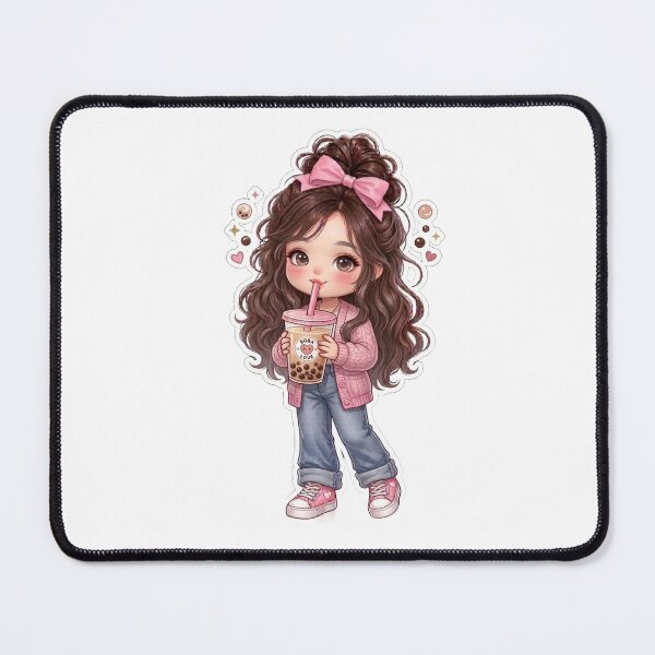 Item preview, Cute Kawaii Chibi Girl Boba Milk Tea Sticker | Pink Bow Aesthetic Anime Girl designed and sold by Sidra digital art 8277237.