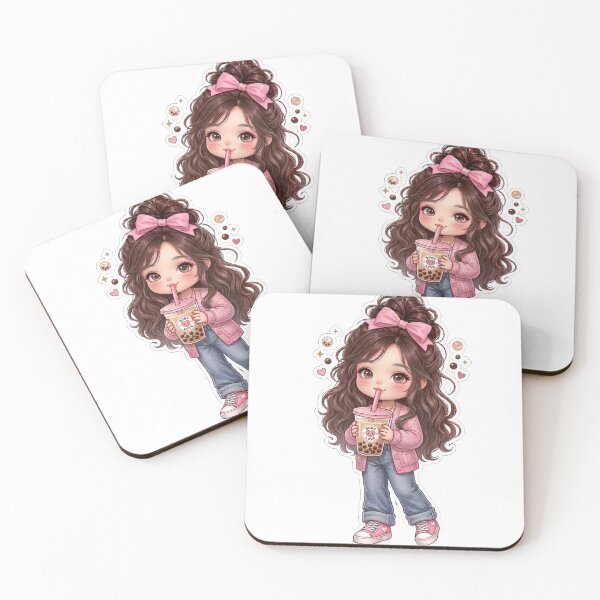 Item preview, Cute Kawaii Chibi Girl Boba Milk Tea Sticker | Pink Bow Aesthetic Anime Girl designed and sold by Sidra digital art 8277237.