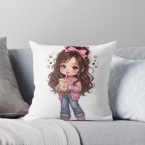 Item preview, Cute Kawaii Chibi Girl Boba Milk Tea Sticker | Pink Bow Aesthetic Anime Girl designed and sold by Sidra digital art 8277237.