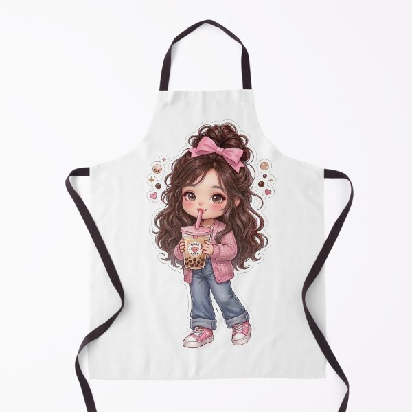 Item preview, Cute Kawaii Chibi Girl Boba Milk Tea Sticker | Pink Bow Aesthetic Anime Girl designed and sold by Sidra digital art 8277237.