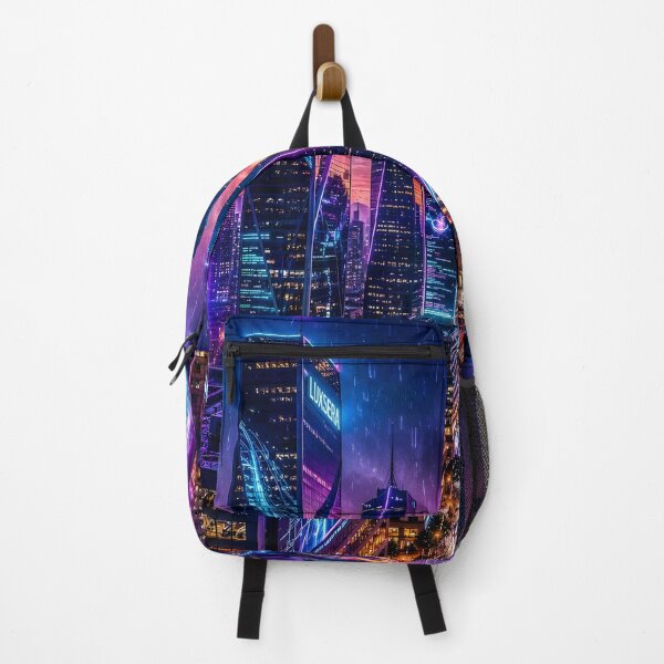 Item preview, Neon Cyberpunk Metropolis – Futuristic Rainy Night City Skyline designed and sold by DreamyWallVibes.
