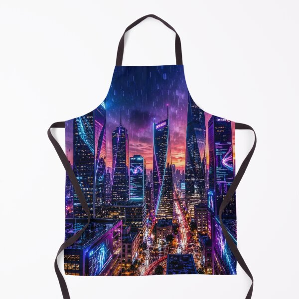 Item preview, Neon Cyberpunk Metropolis – Futuristic Rainy Night City Skyline designed and sold by DreamyWallVibes.