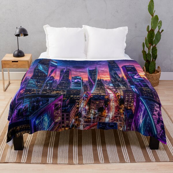 Item preview, Neon Cyberpunk Metropolis – Futuristic Rainy Night City Skyline designed and sold by DreamyWallVibes.