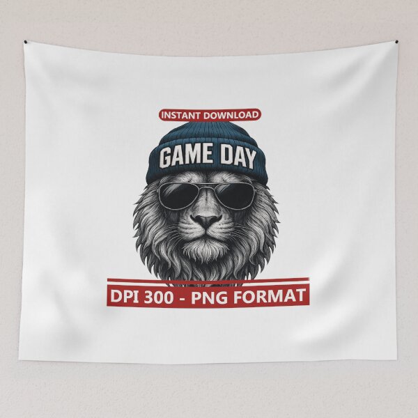 Item preview, Cool Lion Game Day Beanie Sunglasses Art designed and sold by AndrewJac21264.