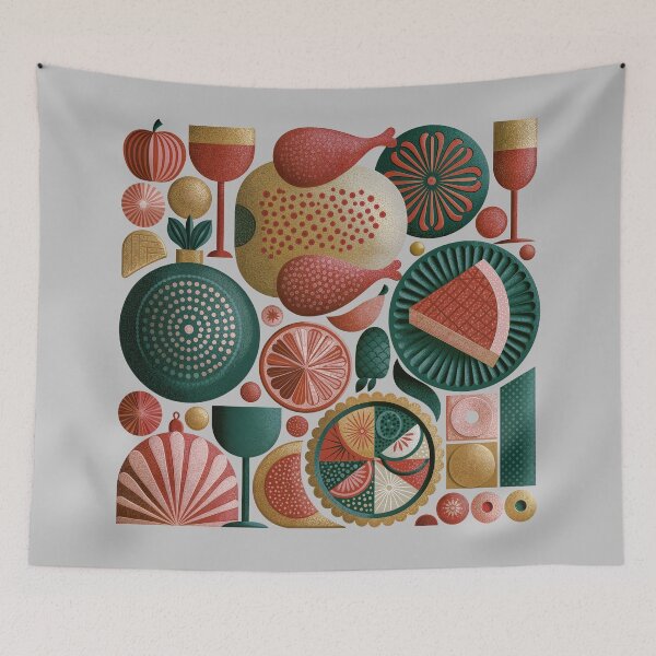 Item preview, Festive Holiday Feast Pattern and Food Art designed and sold by colorful-white.