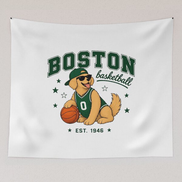 Item preview, Boston Basketball Retro Dog designed and sold by EvelettKus.