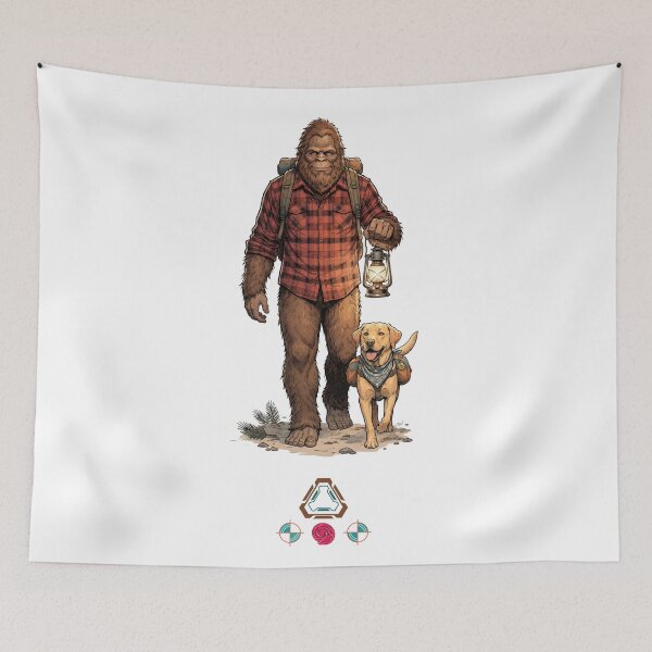 Item preview, Bigfoot and Labrador Retriever Hiking Camping Trail Buddies Graphic designed and sold by Whimsy Trail Co.