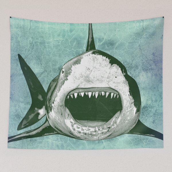 Item preview,  Greenish Tint Great White Shark Open Jaws Frontal Attack designed and sold by Ghoul Enterprises.