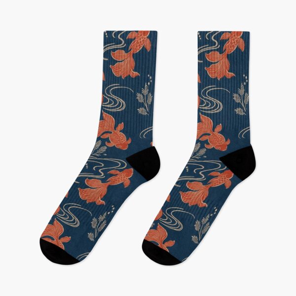 Item preview, Japanese Koi Fish & Water Pattern – Navy Blue and Red designed and sold by vekotpu.