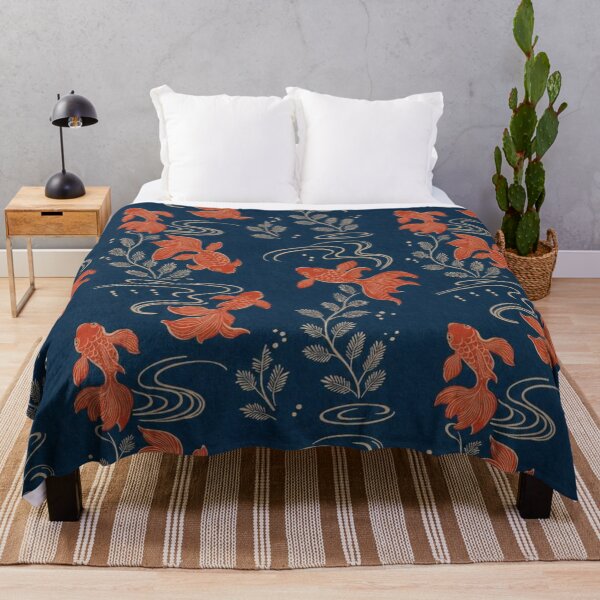 Item preview, Japanese Koi Fish & Water Pattern – Navy Blue and Red designed and sold by vekotpu.