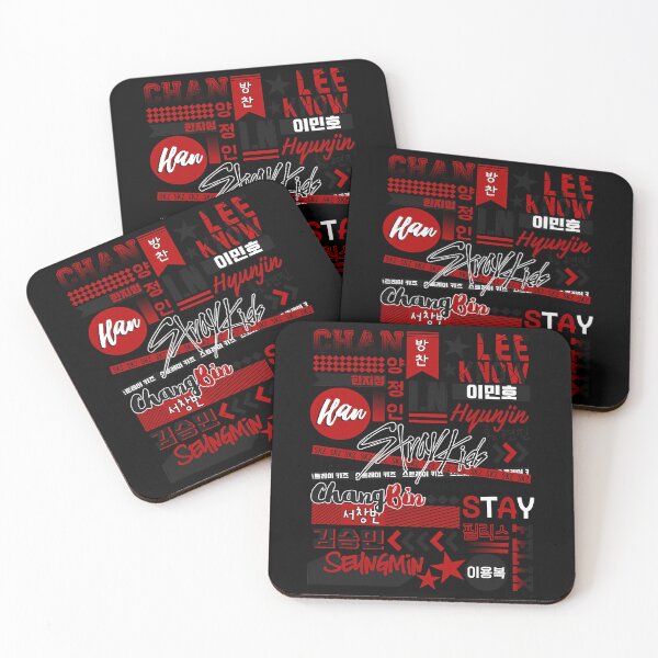 Item preview, Stray Kids Ot8 Red And Black Typography Name Collage designed and sold by Quill-Co.