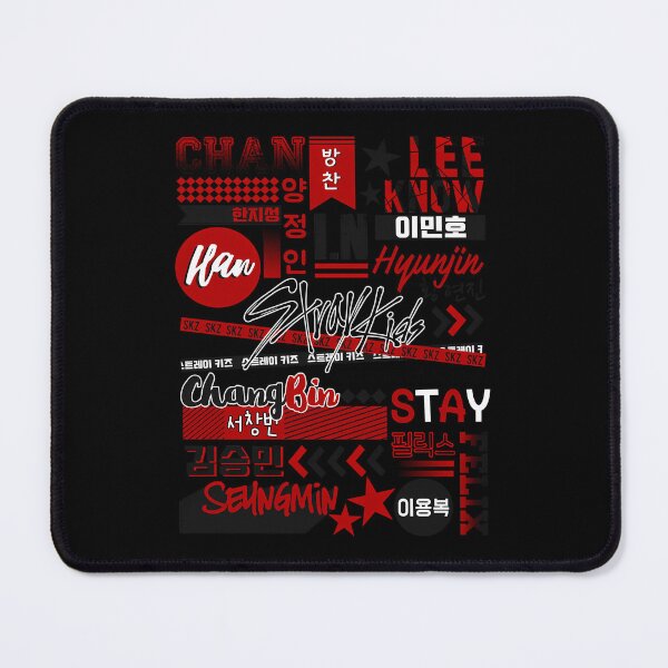 Item preview, Stray Kids Ot8 Red And Black Typography Name Collage designed and sold by Quill-Co.