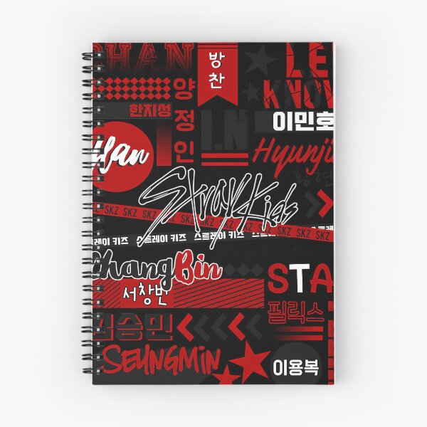 Item preview, Stray Kids Ot8 Red And Black Typography Name Collage designed and sold by Quill-Co.