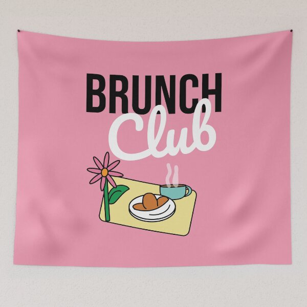Aperçu de l'œuvre Illustration rose rétro d'un club de brunch pour les gourmands créée et vendue par fluffyfamcraft.