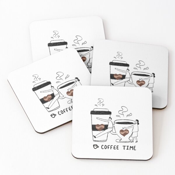 Item preview, Coffee Time - Cute Coffee Lovers Hugging Cups Illustration designed and sold by Esraa-Arts.
