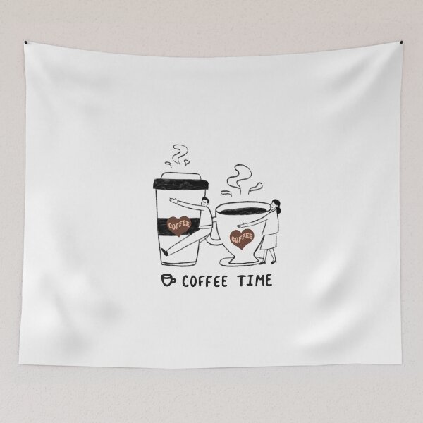 Item preview, Coffee Time - Cute Coffee Lovers Hugging Cups Illustration designed and sold by Esraa-Arts.