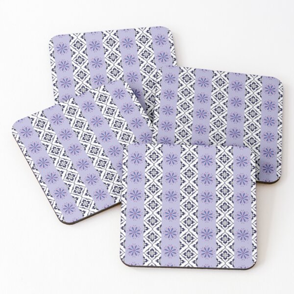 Item preview, Purple and Navy Damask Floral Striped Pattern designed and sold by prapapon.