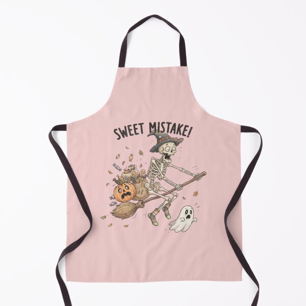 Item preview, Funny Skeleton Witch Riding Broom Halloween Sweet Mistake Candy Spill Art designed and sold by BreezifyDesignStudio.