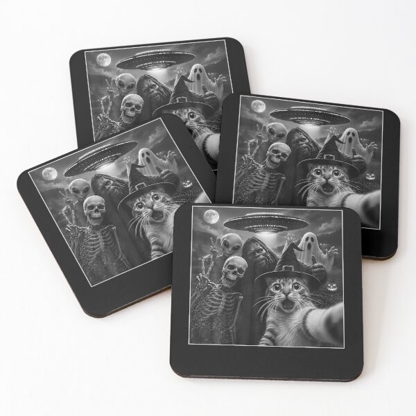 Item preview, Cat Selfie With Bigfoot Skeleton Alien Ufo Funny Cat Lover designed and sold by Krwasatoune.