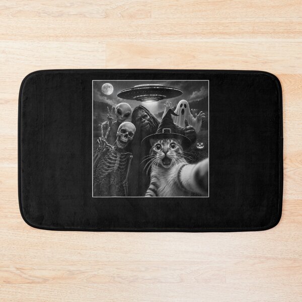 Item preview, Cat Selfie With Bigfoot Skeleton Alien Ufo Funny Cat Lover designed and sold by Krwasatoune.
