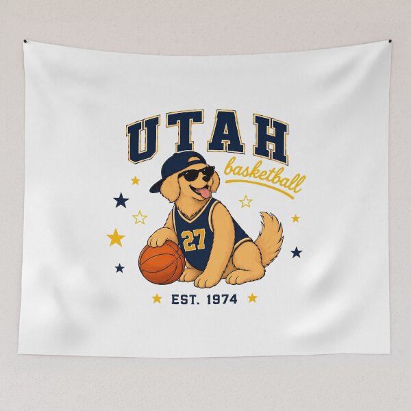 Item preview, Utah Basketball Retro Dog designed and sold by EvelettKus.