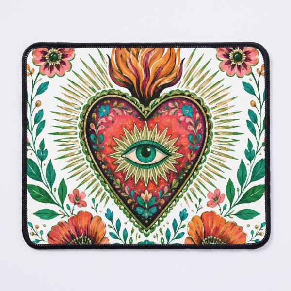 Item preview, Sacred Heart and Cross – Mexican Folk Art designed and sold by PamLeeDesign.