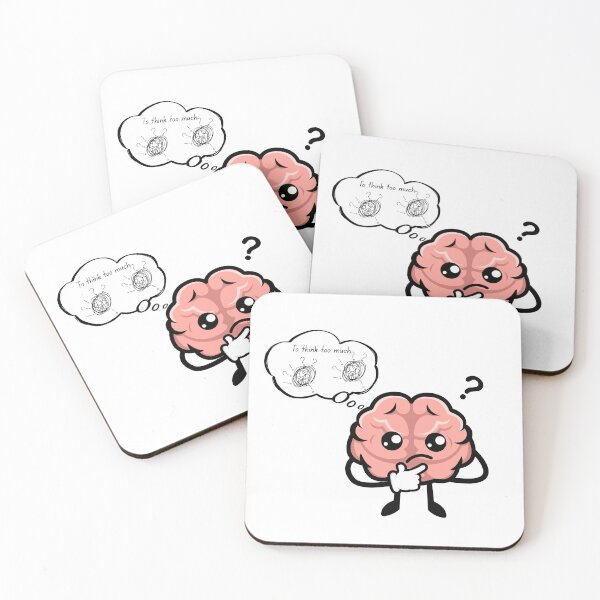Item preview, To Think Too Much - Cute Overthinking Brain Funny Mental Health Illustration designed and sold by Esraa-Arts.