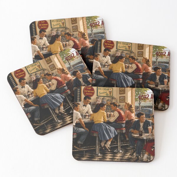 Item preview, Vintage 1950s Classic American Diner Art designed and sold by PuzzlingRooster.