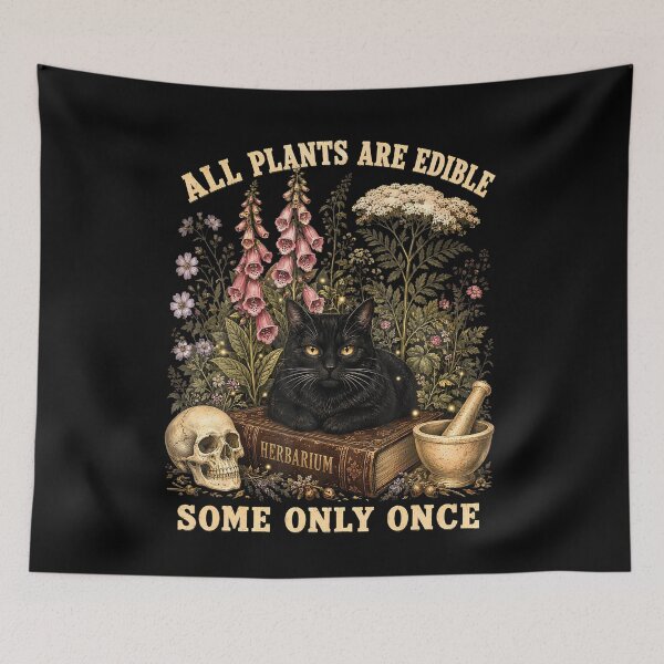 Item preview, All Plants Are Edible Some Only Once Black Cat Garden designed and sold by Krwasatoune.