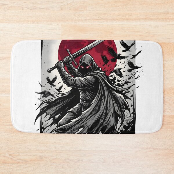 Item preview, Dark Fantasy Hooded Warrior with Sword and Red Moon Graphic designed and sold by StickerNestYou.