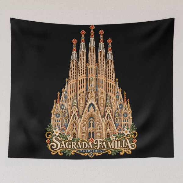 Item preview, Sagrada Família Barcelona Embroidered Cathedral Art – Ornate Gothic Architecture designed and sold by Emoji Emblems.