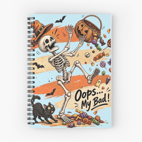 Item preview, Oops My Bad Funny Skeleton Slipping Halloween Trick or Treat Candy Spill designed and sold by BreezifyDesignStudio.