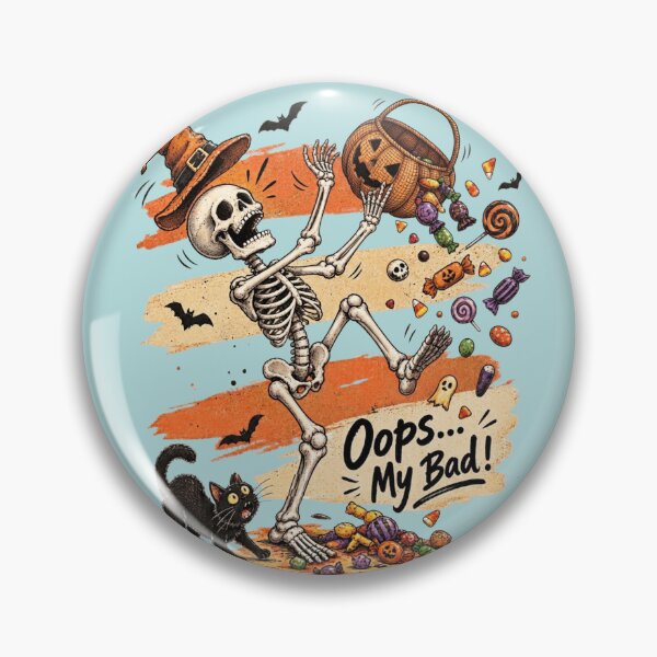 Item preview, Oops My Bad Funny Skeleton Slipping Halloween Trick or Treat Candy Spill designed and sold by BreezifyDesignStudio.