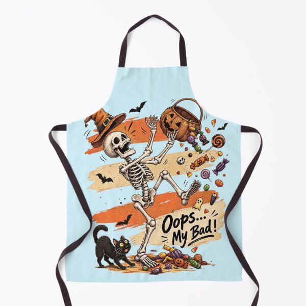 Item preview, Oops My Bad Funny Skeleton Slipping Halloween Trick or Treat Candy Spill designed and sold by BreezifyDesignStudio.