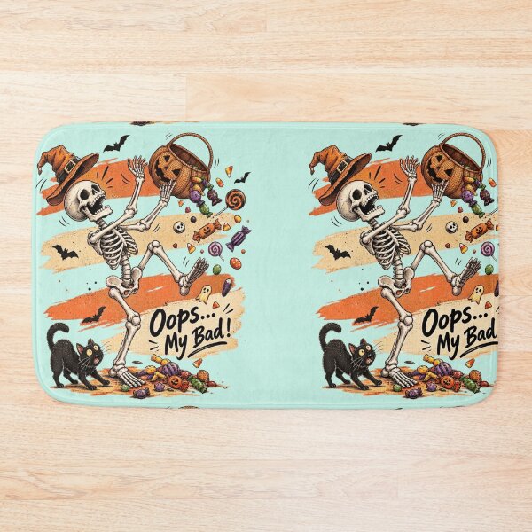 Item preview, Oops My Bad Funny Skeleton Slipping Halloween Trick or Treat Candy Spill designed and sold by BreezifyDesignStudio.