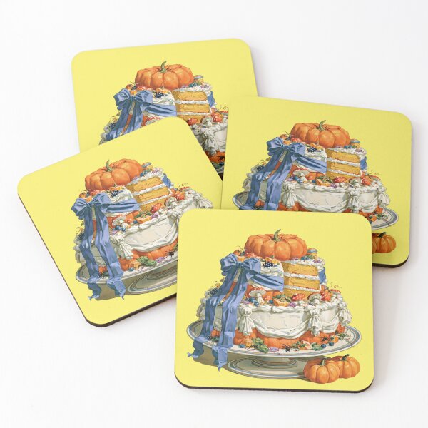 Item preview, Autumnal pumpkin cake with mushrooms and blue ribbon designed and sold by Mauswohn.