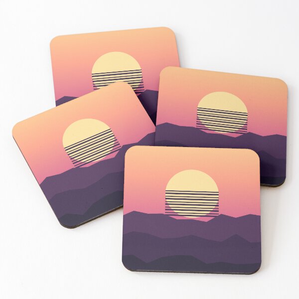 Item preview, Retro Sunset Mountains - 80s Synthwave Art designed and sold by Pamazing.