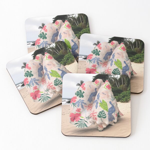 Item preview, Floral Conch on golden sand. designed and sold by Kcreate242.
