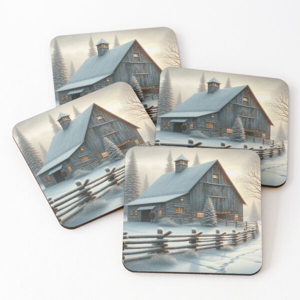 Item preview, Rustic Winter Barn Wall Art – Cloudy Day Serenity designed and sold by PimiArt.