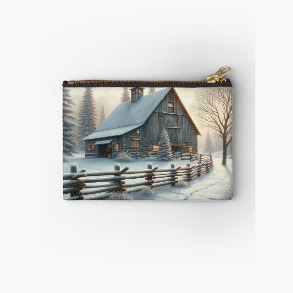 Item preview, Rustic Winter Barn Wall Art – Cloudy Day Serenity designed and sold by PimiArt.