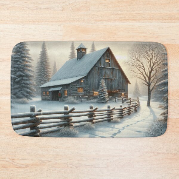 Item preview, Rustic Winter Barn Wall Art – Cloudy Day Serenity designed and sold by PimiArt.
