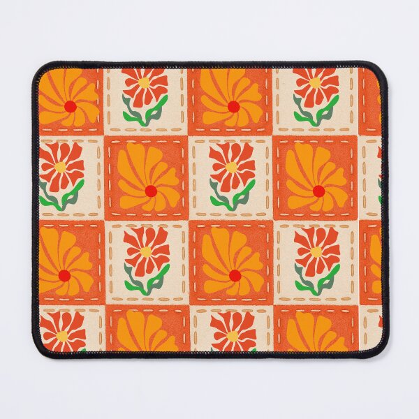 Item preview, Retro Checkered Pattern with Groovy Flowers designed and sold by shazdesign24.